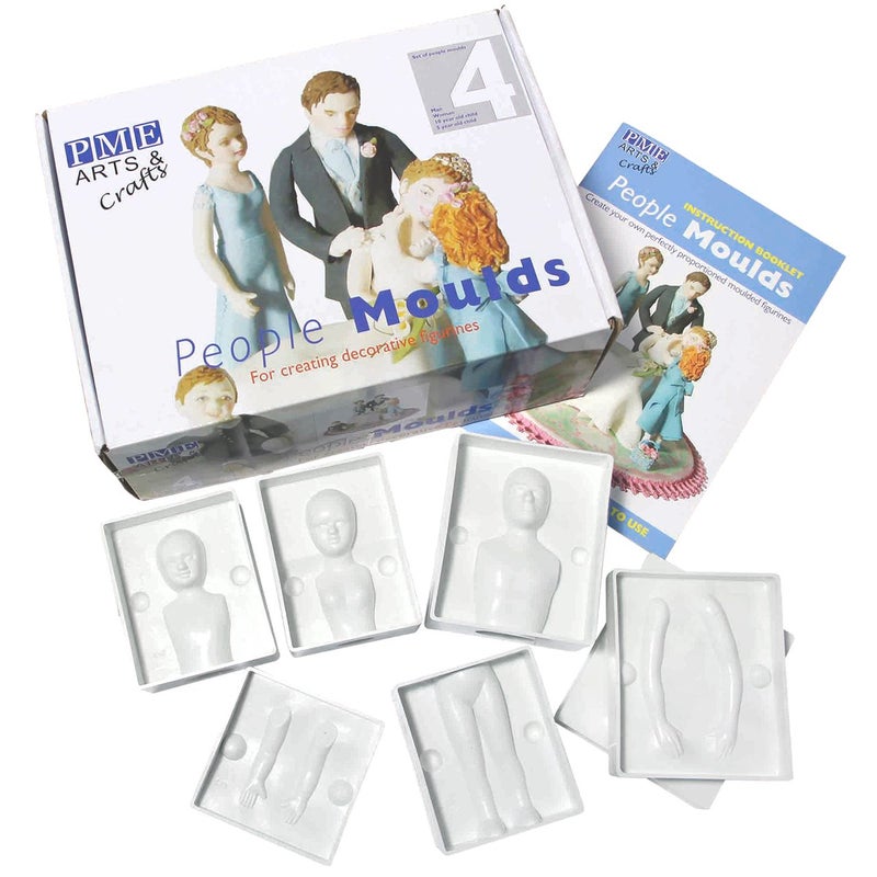 PME People Mold for Cake Decorating, Set of 4, Standard, White - Image 1